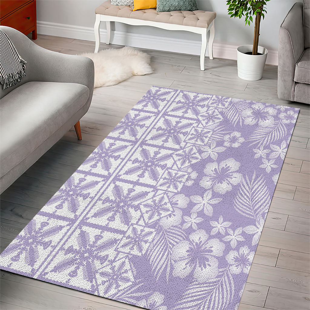 Pastel Purple Kahili Quilt Hawaii Area Rug Tropical Flower Seamless Half Style LT14 - Polynesian Pride