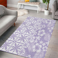 Pastel Purple Kahili Quilt Hawaii Area Rug Tropical Flower Seamless Half Style LT14 - Polynesian Pride
