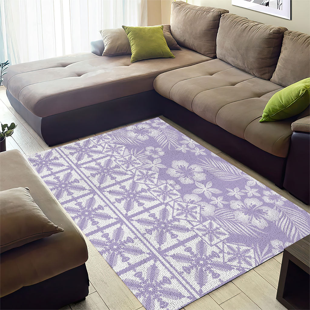 Pastel Purple Kahili Quilt Hawaii Area Rug Tropical Flower Seamless Half Style LT14 - Polynesian Pride