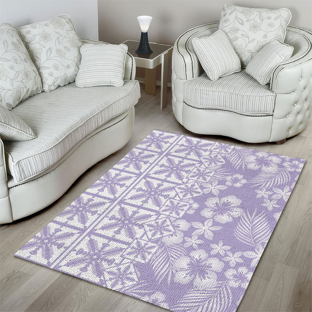 Pastel Purple Kahili Quilt Hawaii Area Rug Tropical Flower Seamless Half Style LT14 - Polynesian Pride
