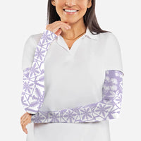 Pastel Purple Kahili Quilt Hawaii Arm Sleeves Tropical Flower Seamless Half Style LT14 - Polynesian Pride