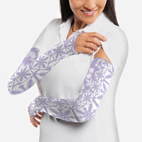 Pastel Purple Kahili Quilt Hawaii Arm Sleeves Tropical Flower Seamless Half Style LT14 - Polynesian Pride