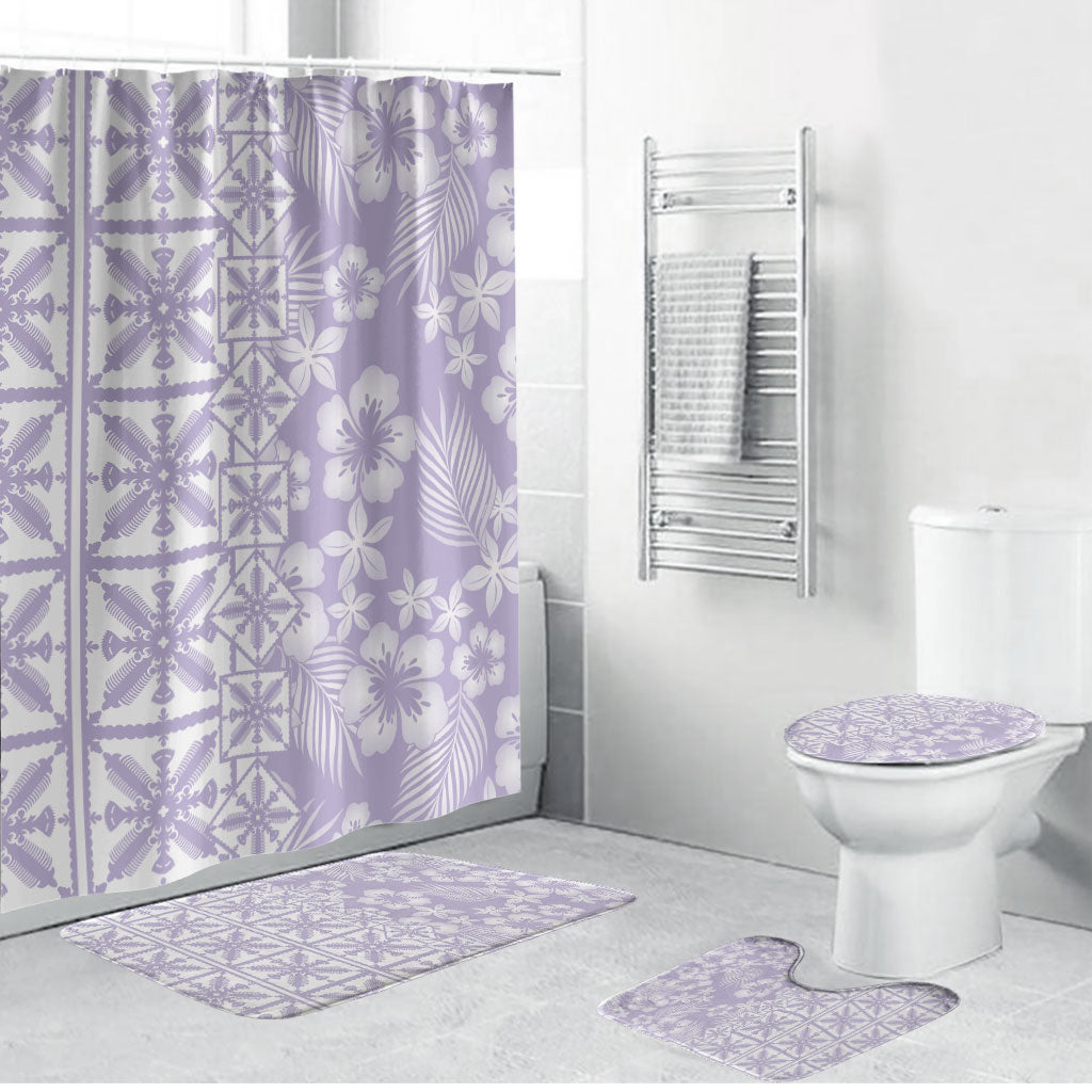 Pastel Purple Kahili Quilt Hawaii Bathroom Set Tropical Flower Seamless Half Style LT14 Bathroom Set (4 pcs) Purple - Polynesian Pride