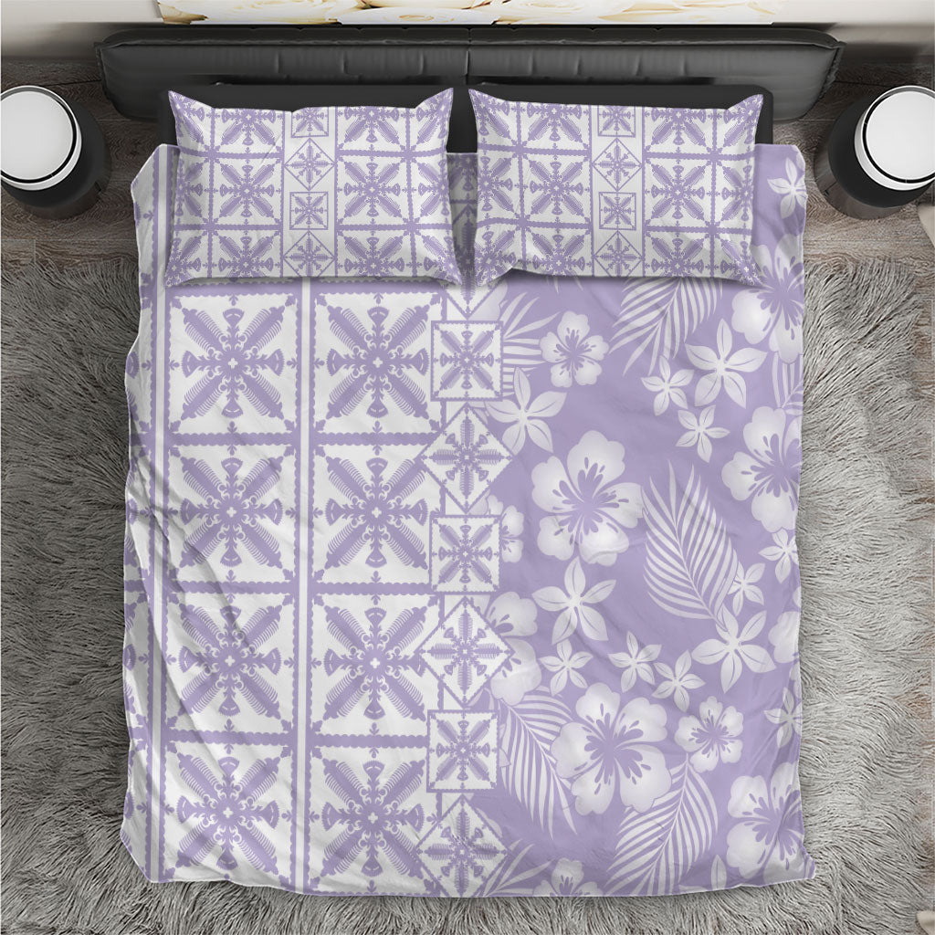 Pastel Purple Kahili Quilt Hawaii Bedding Set Tropical Flower Seamless Half Style LT14 Purple - Polynesian Pride