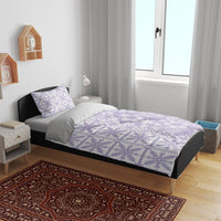 Pastel Purple Kahili Quilt Hawaii Bedding Set Tropical Flower Seamless Half Style