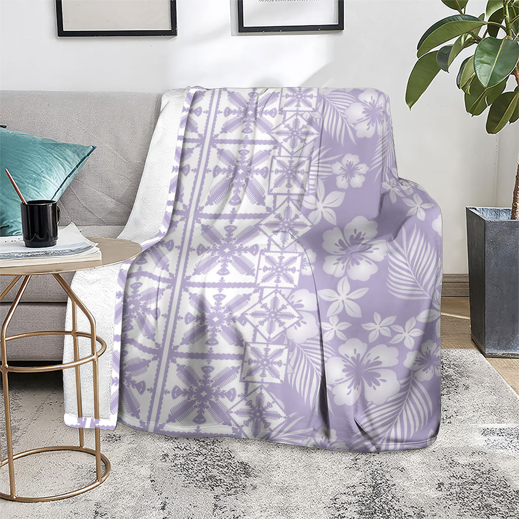 Pastel Purple Kahili Quilt Hawaii Blanket Tropical Flower Seamless Half Style LT14 - Polynesian Pride