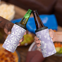 Pastel Purple Kahili Quilt Hawaii 4 in 1 Can Cooler Tumbler Tropical Flower Seamless Half Style LT14 - Polynesian Pride