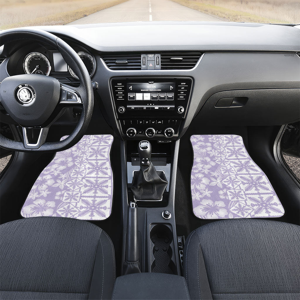 Pastel Purple Kahili Quilt Hawaii Car Mats Tropical Flower Seamless Half Style LT14 Set 2pcs - Front Purple - Polynesian Pride