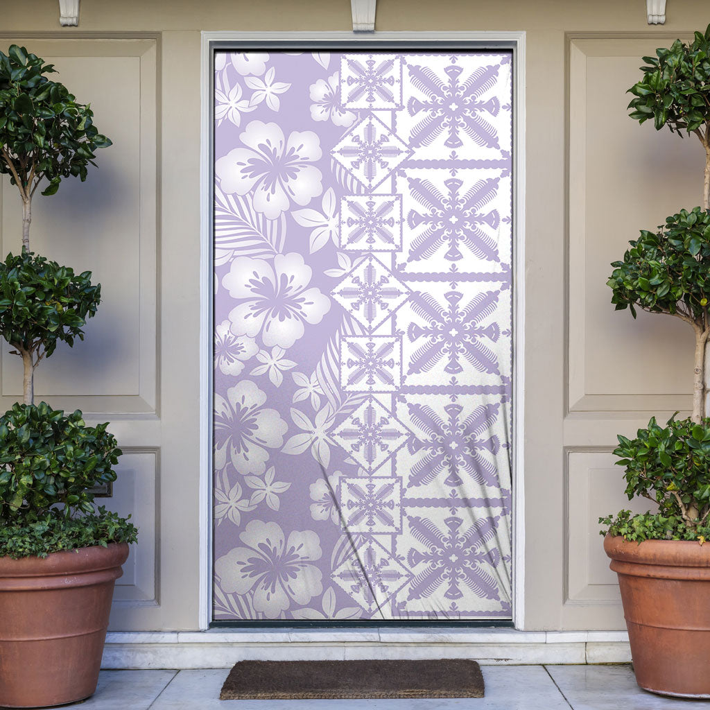 Pastel Purple Kahili Quilt Hawaii Door Cover Tropical Flower Seamless Half Style LT14 Purple - Polynesian Pride