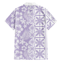 Pastel Purple Kahili Quilt Hawaii Family Matching Mermaid Dress and Hawaiian Shirt Tropical Flower Seamless Half Style LT14 - Polynesian Pride
