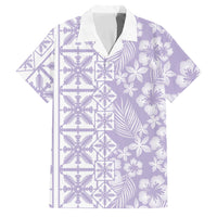 Pastel Purple Kahili Quilt Hawaii Family Matching Summer Maxi Dress and Hawaiian Shirt Tropical Flower Seamless Half Style LT14 Dad's Shirt - Short Sleeve Purple - Polynesian Pride