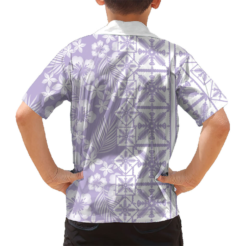 Pastel Purple Kahili Quilt Hawaii Family Matching Tank Maxi Dress and Hawaiian Shirt Tropical Flower Seamless Half Style LT14 - Polynesian Pride