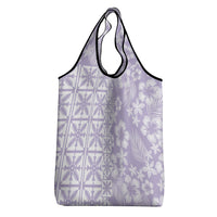 Pastel Purple Kahili Quilt Hawaii Grocery Bag Tropical Flower Seamless Half Style LT14 - Polynesian Pride