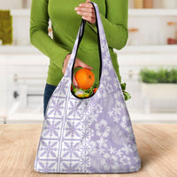 Pastel Purple Kahili Quilt Hawaii Grocery Bag Tropical Flower Seamless Half Style LT14 - Polynesian Pride