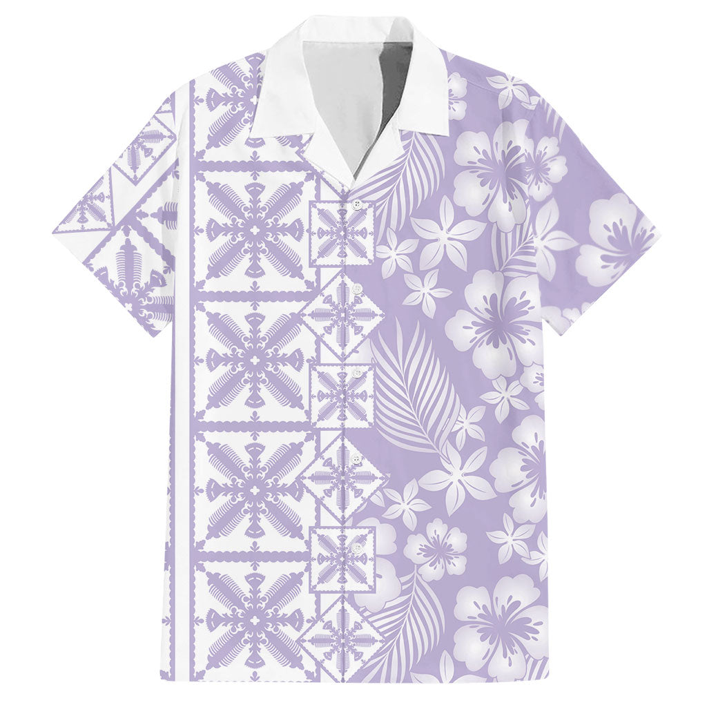 Pastel Purple Kahili Quilt Hawaii Hawaiian Shirt Tropical Flower Seamless Half Style LT14 Purple - Polynesian Pride