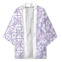 Pastel Purple Kahili Quilt Hawaii Kimono Tropical Flower Seamless Half Style
