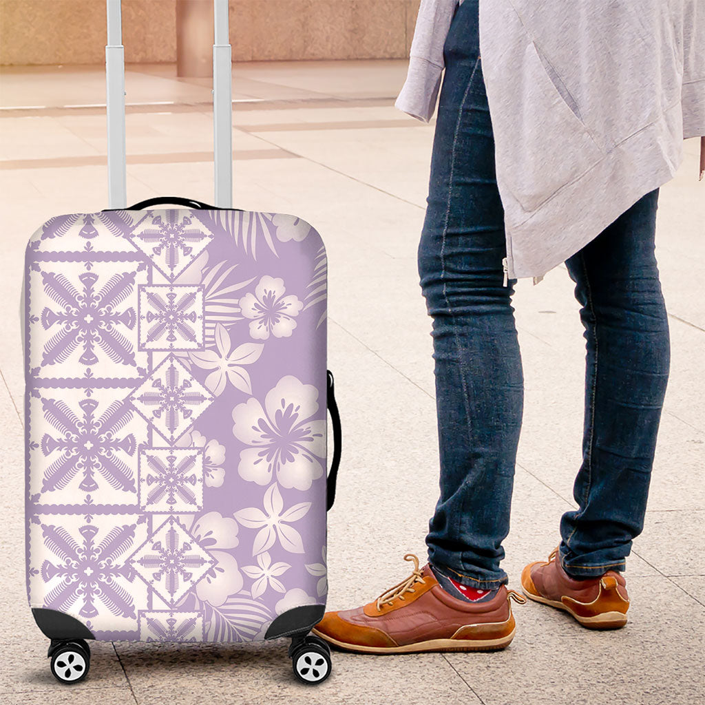 Pastel Purple Kahili Quilt Hawaii Luggage Cover Tropical Flower Seamless Half Style LT14 Purple - Polynesian Pride