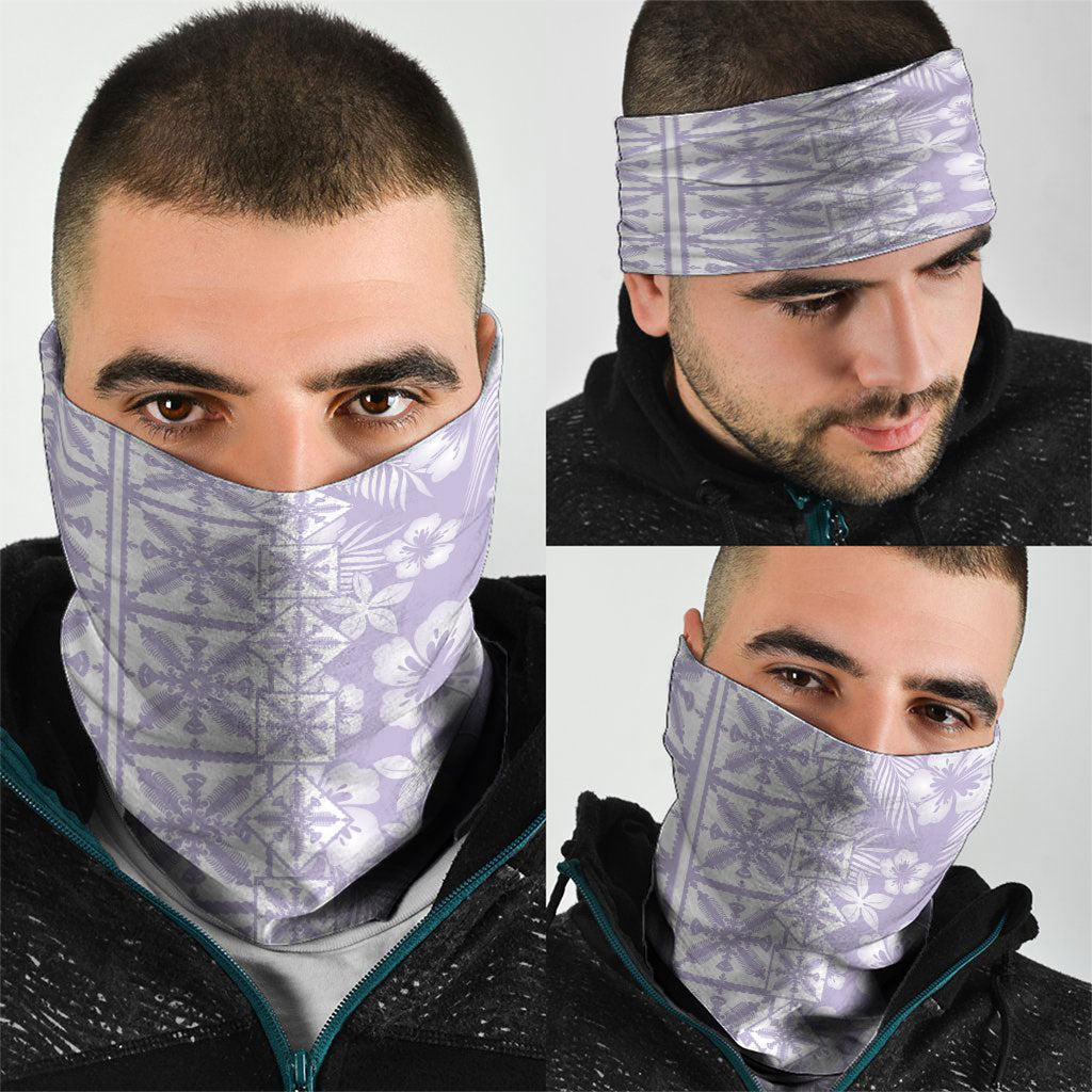 Pastel Purple Kahili Quilt Hawaii Neck Gaiter Tropical Flower Seamless Half Style LT14 - Polynesian Pride