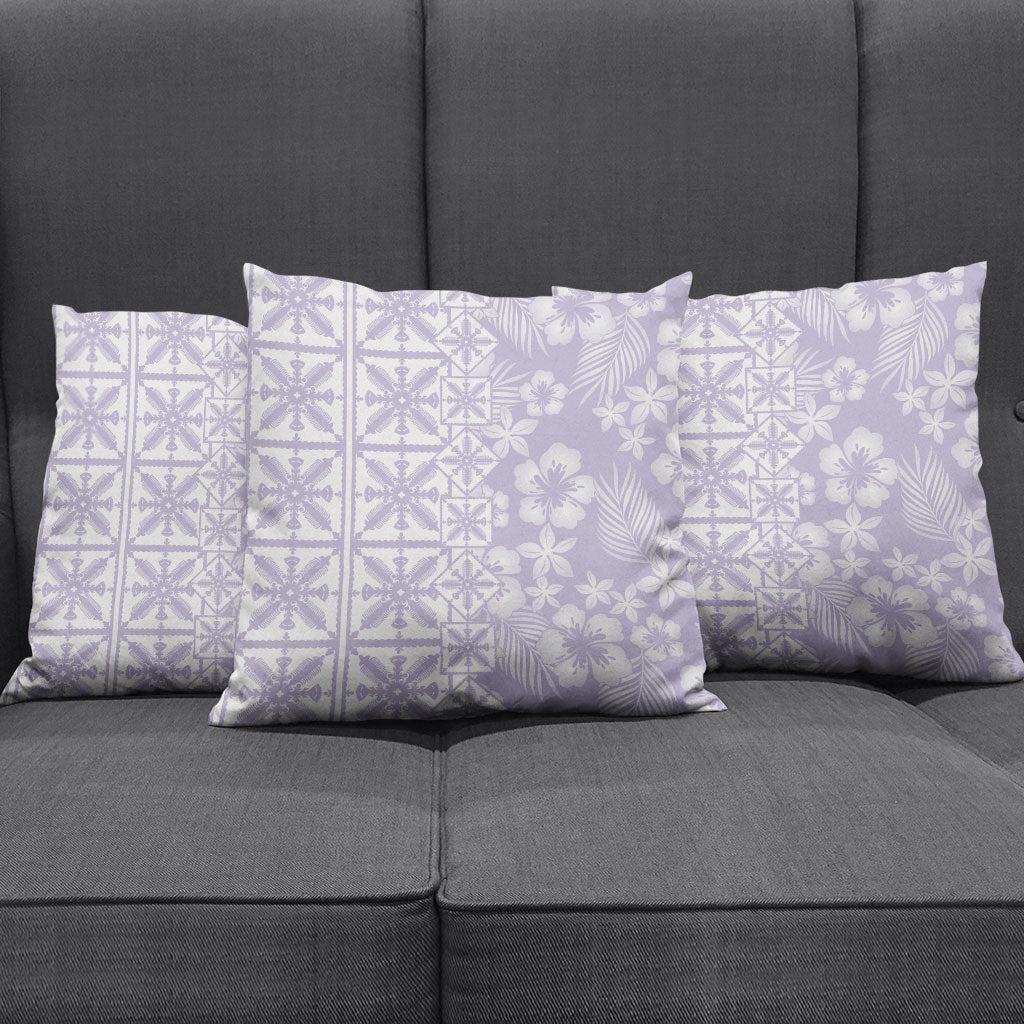 Pastel Purple Kahili Quilt Hawaii Pillow Cover Tropical Flower Seamless Half Style LT14 - Polynesian Pride