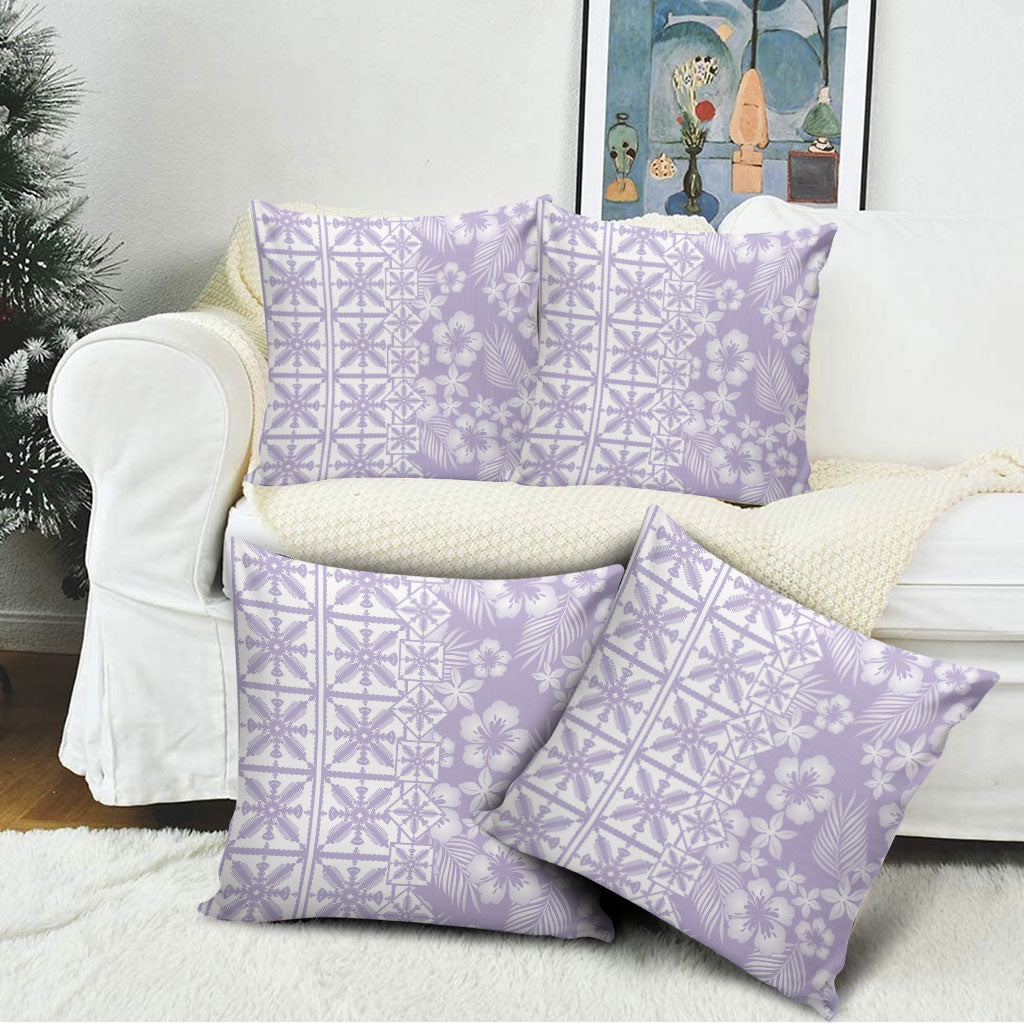 Pastel Purple Kahili Quilt Hawaii Pillow Cover Tropical Flower Seamless Half Style LT14 - Polynesian Pride