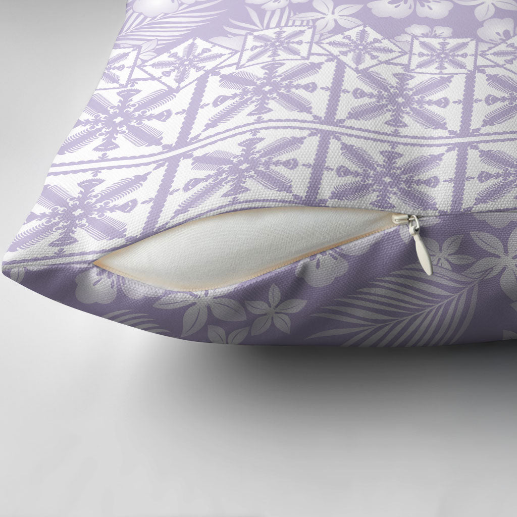Pastel Purple Kahili Quilt Hawaii Pillow Cover Tropical Flower Seamless Half Style LT14 - Polynesian Pride