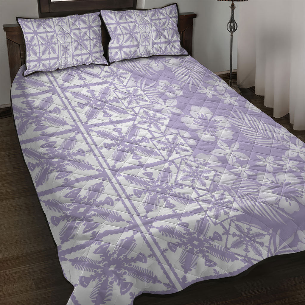 Pastel Purple Kahili Quilt Hawaii Quilt Bed Set Tropical Flower Seamless Half Style LT14 Purple - Polynesian Pride