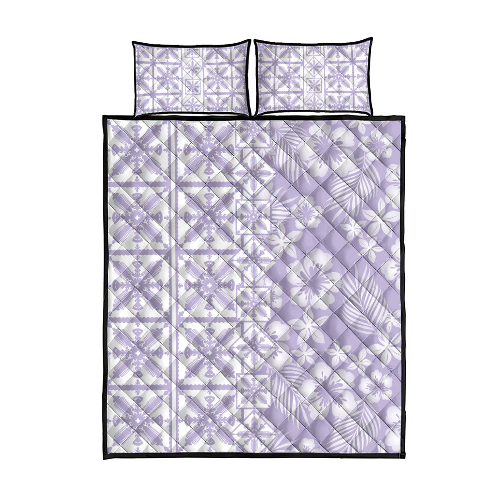 Pastel Purple Kahili Quilt Hawaii Quilt Bed Set Tropical Flower Seamless Half Style LT14 - Polynesian Pride