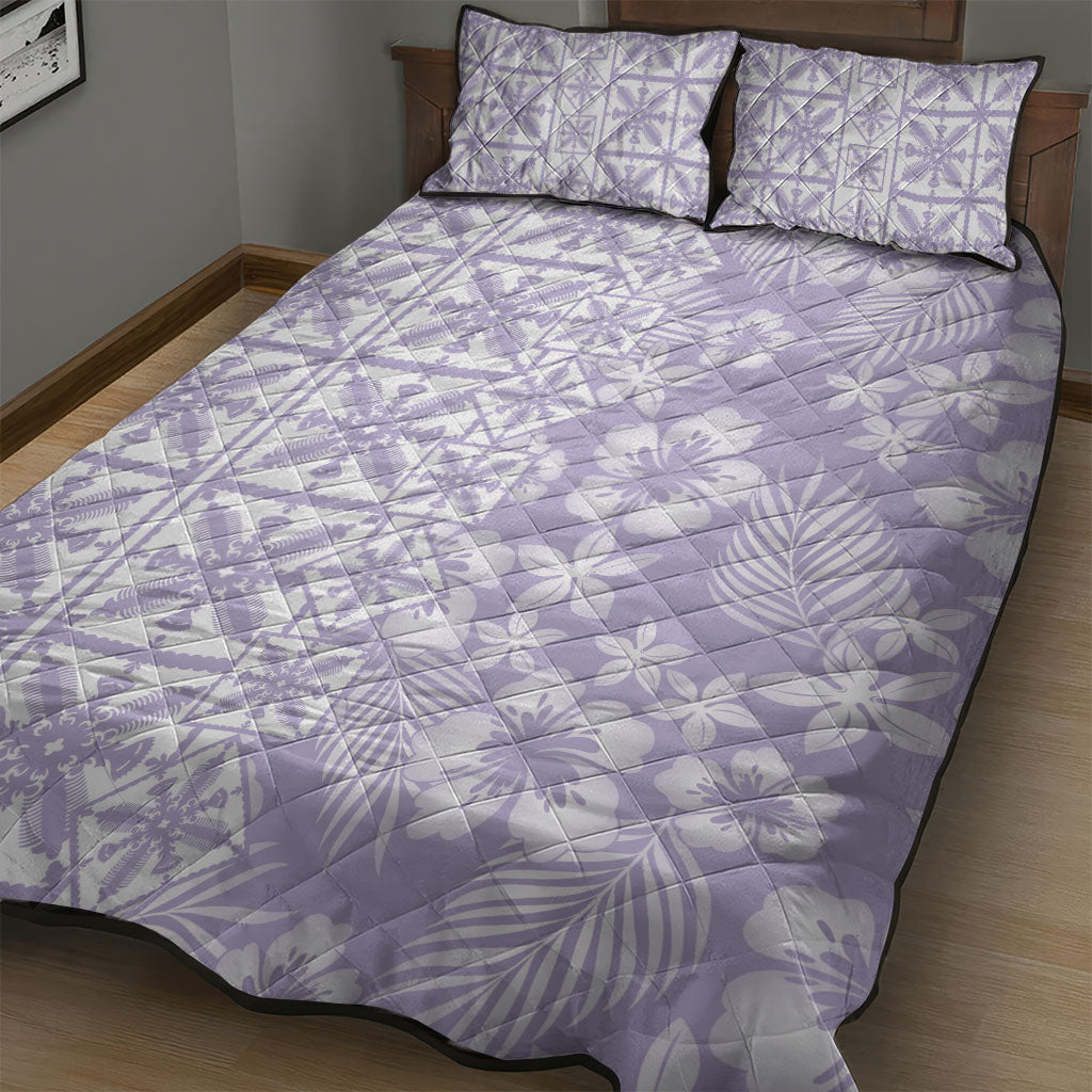 Pastel Purple Kahili Quilt Hawaii Quilt Bed Set Tropical Flower Seamless Half Style LT14 - Polynesian Pride