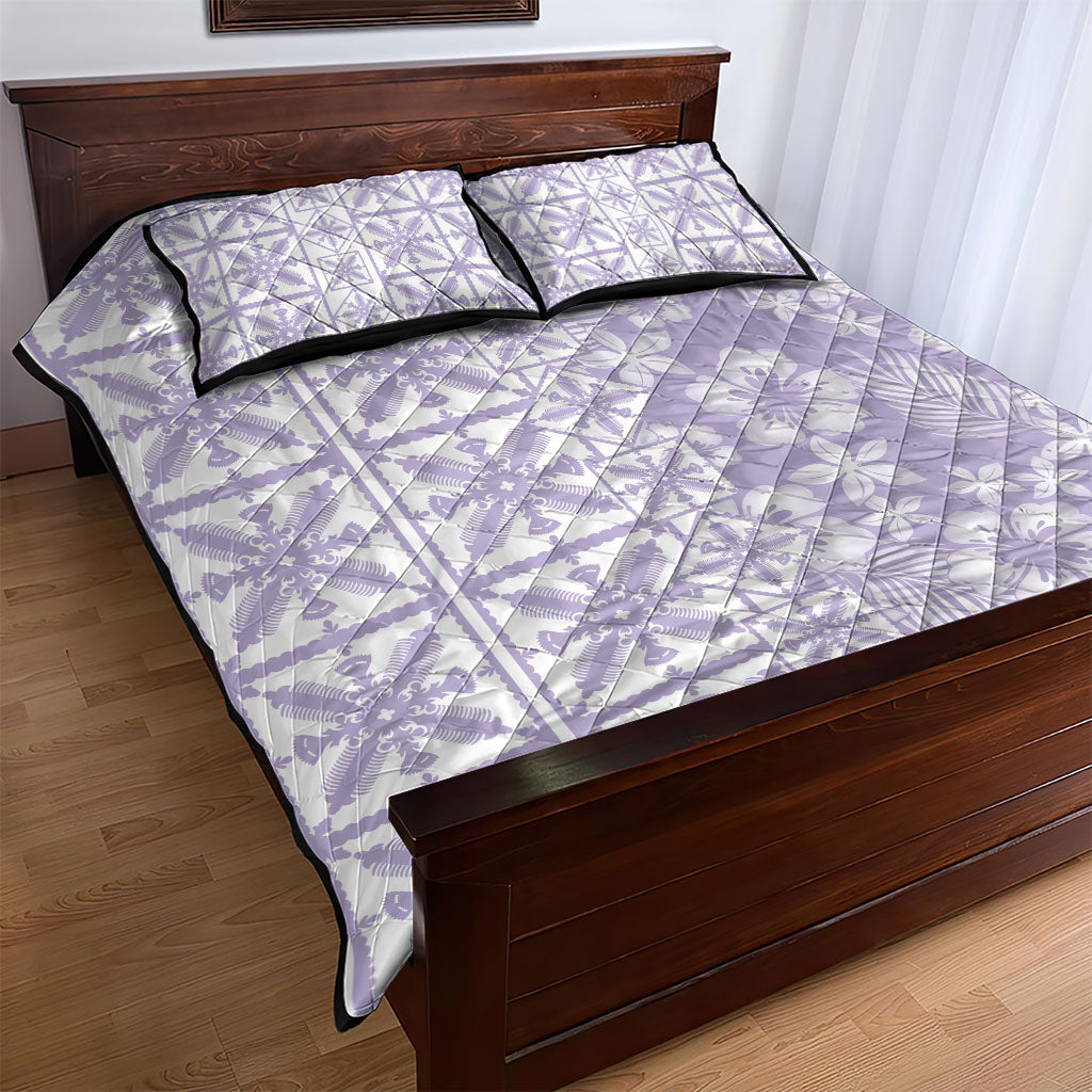 Pastel Purple Kahili Quilt Hawaii Quilt Bed Set Tropical Flower Seamless Half Style LT14 - Polynesian Pride