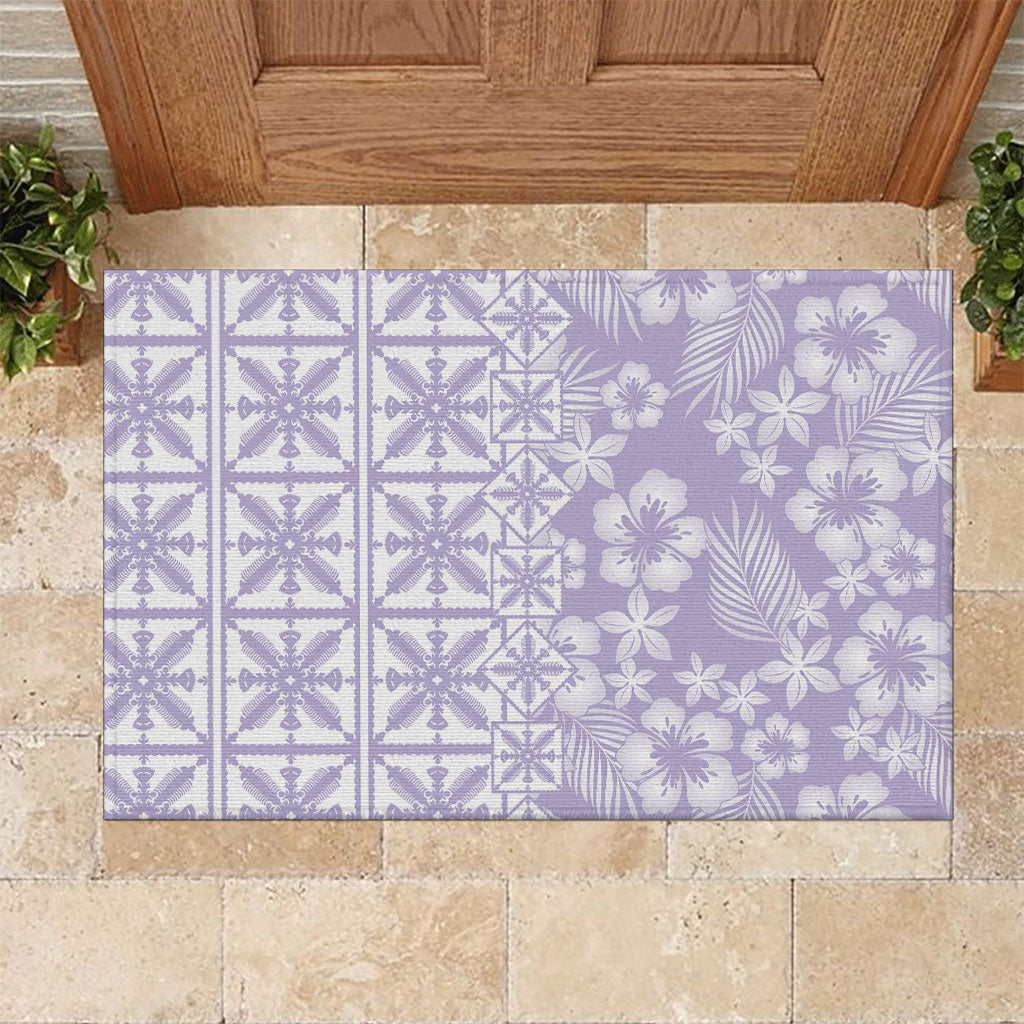 Pastel Purple Kahili Quilt Hawaii Rubber Doormat Tropical Flower Seamless Half Style LT14 Purple - Polynesian Pride