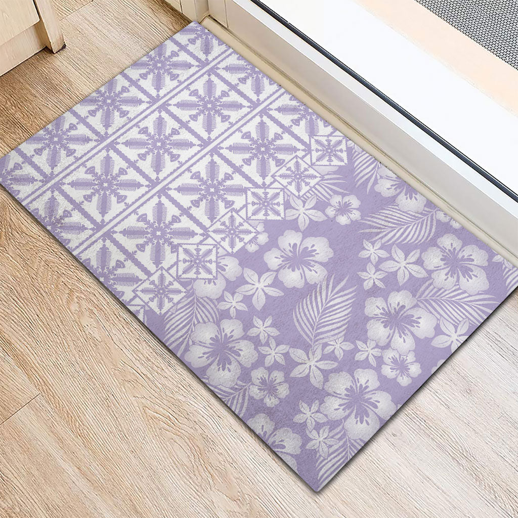 Pastel Purple Kahili Quilt Hawaii Rubber Doormat Tropical Flower Seamless Half Style LT14 - Polynesian Pride