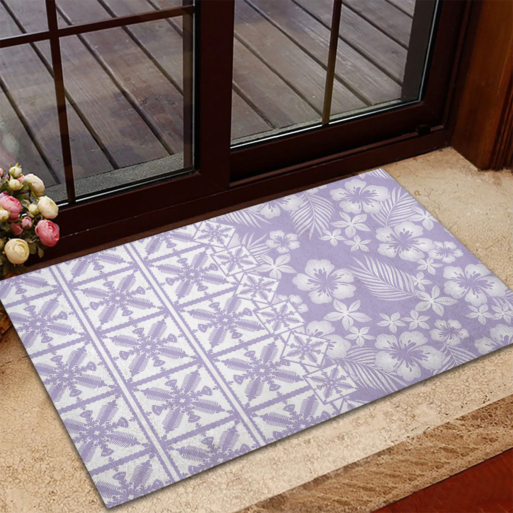 Pastel Purple Kahili Quilt Hawaii Rubber Doormat Tropical Flower Seamless Half Style LT14 - Polynesian Pride