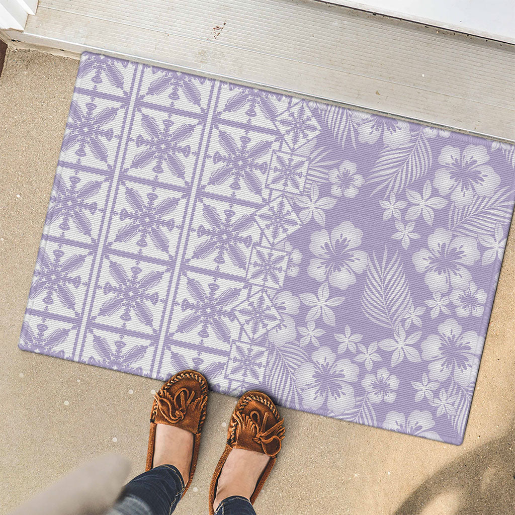 Pastel Purple Kahili Quilt Hawaii Rubber Doormat Tropical Flower Seamless Half Style LT14 - Polynesian Pride