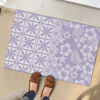 Pastel Purple Kahili Quilt Hawaii Rubber Doormat Tropical Flower Seamless Half Style LT14 - Polynesian Pride