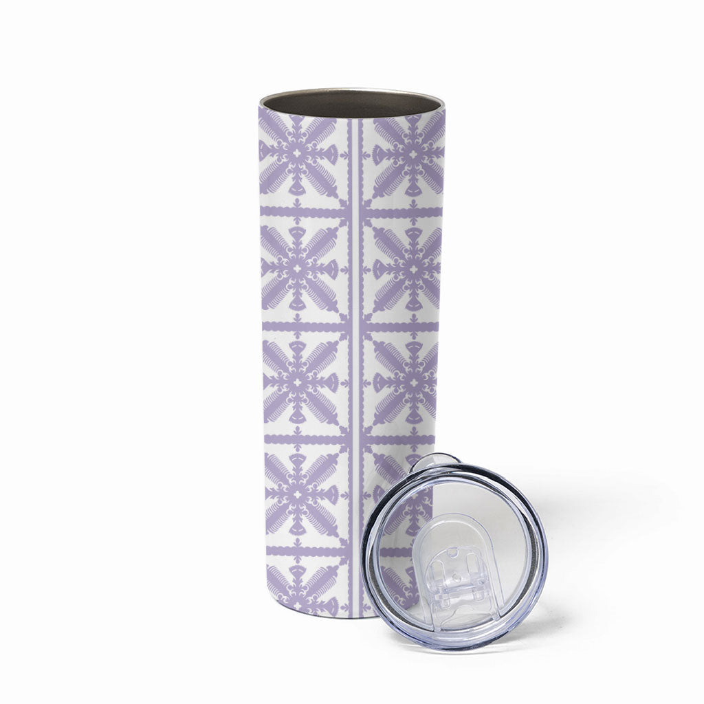 Pastel Purple Kahili Quilt Hawaii Skinny Tumbler Tropical Flower Seamless Half Style LT14 - Polynesian Pride
