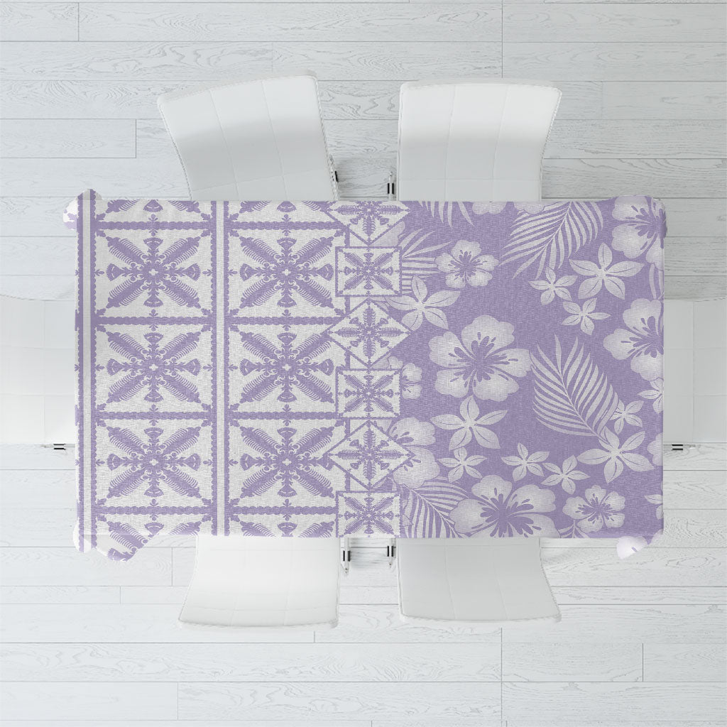 Pastel Purple Kahili Quilt Hawaii Tablecloth Tropical Flower Seamless Half Style LT14 Purple - Polynesian Pride
