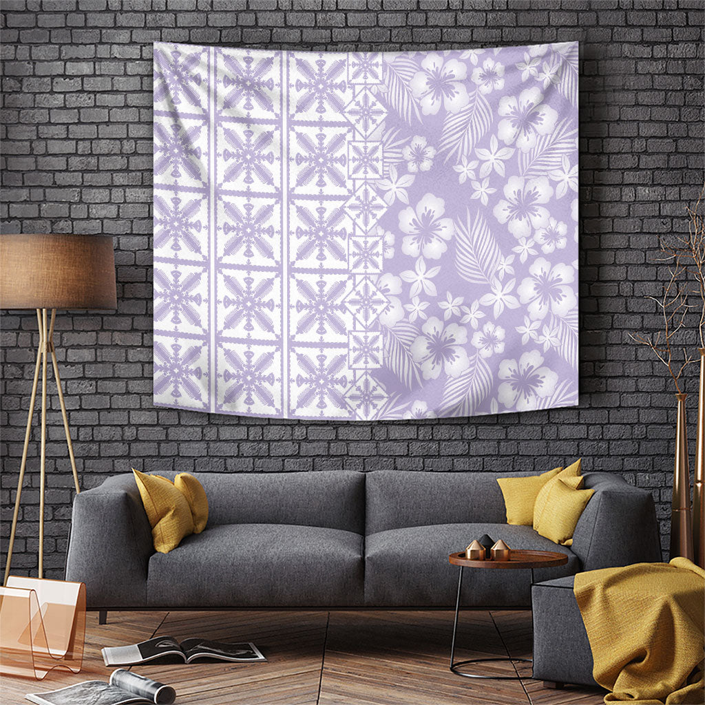 Pastel Purple Kahili Quilt Hawaii Tapestry Tropical Flower Seamless Half Style