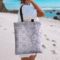 Pastel Purple Kahili Quilt Hawaii Tote Bag Tropical Flower Seamless Half Style LT14 - Polynesian Pride