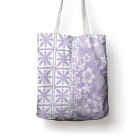 Pastel Purple Kahili Quilt Hawaii Tote Bag Tropical Flower Seamless Half Style LT14 - Polynesian Pride