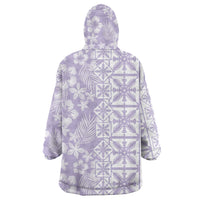 Pastel Purple Kahili Quilt Hawaii Wearable Blanket Hoodie Tropical Flower Seamless Half Style LT14 - Polynesian Pride
