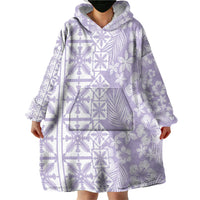 Pastel Purple Kahili Quilt Hawaii Wearable Blanket Hoodie Tropical Flower Seamless Half Style LT14 - Polynesian Pride