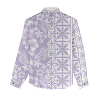 Pastel Purple Kahili Quilt Hawaii Women Casual Shirt Tropical Flower Seamless Half Style LT14 - Polynesian Pride