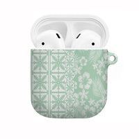Pastel Green Kahili Quilt Hawaii AirPods Case Tropical Flower Seamless Half Style LT14 Green - Polynesian Pride