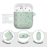 Pastel Green Kahili Quilt Hawaii AirPods Case Tropical Flower Seamless Half Style LT14 - Polynesian Pride