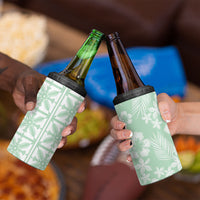 Pastel Green Kahili Quilt Hawaii 4 in 1 Can Cooler Tumbler Tropical Flower Seamless Half Style LT14 - Polynesian Pride