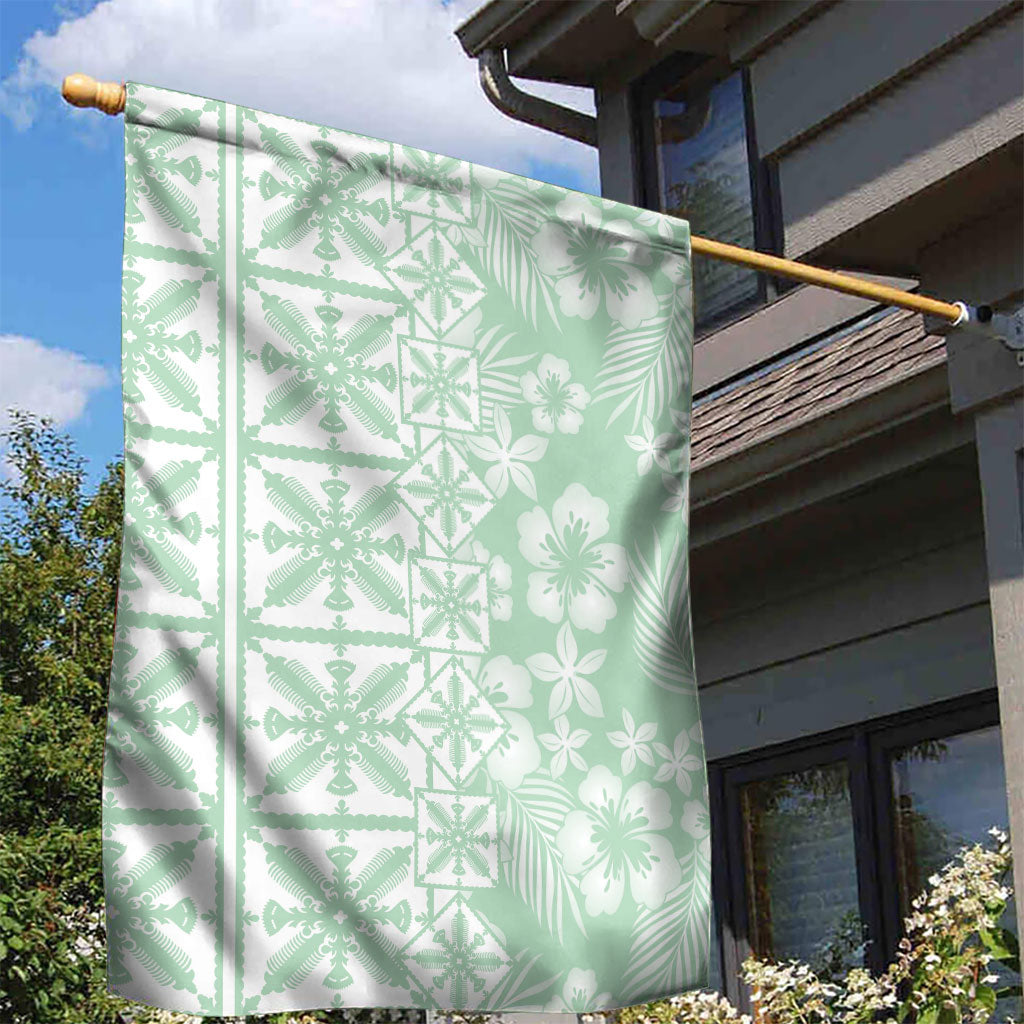 Pastel Green Kahili Quilt Hawaii Garden Flag Tropical Flower Seamless Half Style LT14 - Polynesian Pride