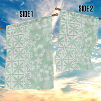 Pastel Green Kahili Quilt Hawaii Garden Flag Tropical Flower Seamless Half Style LT14 - Polynesian Pride