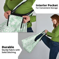 Pastel Green Kahili Quilt Hawaii Grocery Bag Tropical Flower Seamless Half Style LT14 - Polynesian Pride