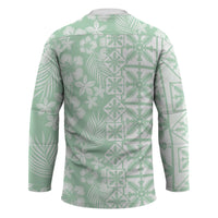 Pastel Green Kahili Quilt Hawaii Hockey Jersey Tropical Flower Seamless Half Style