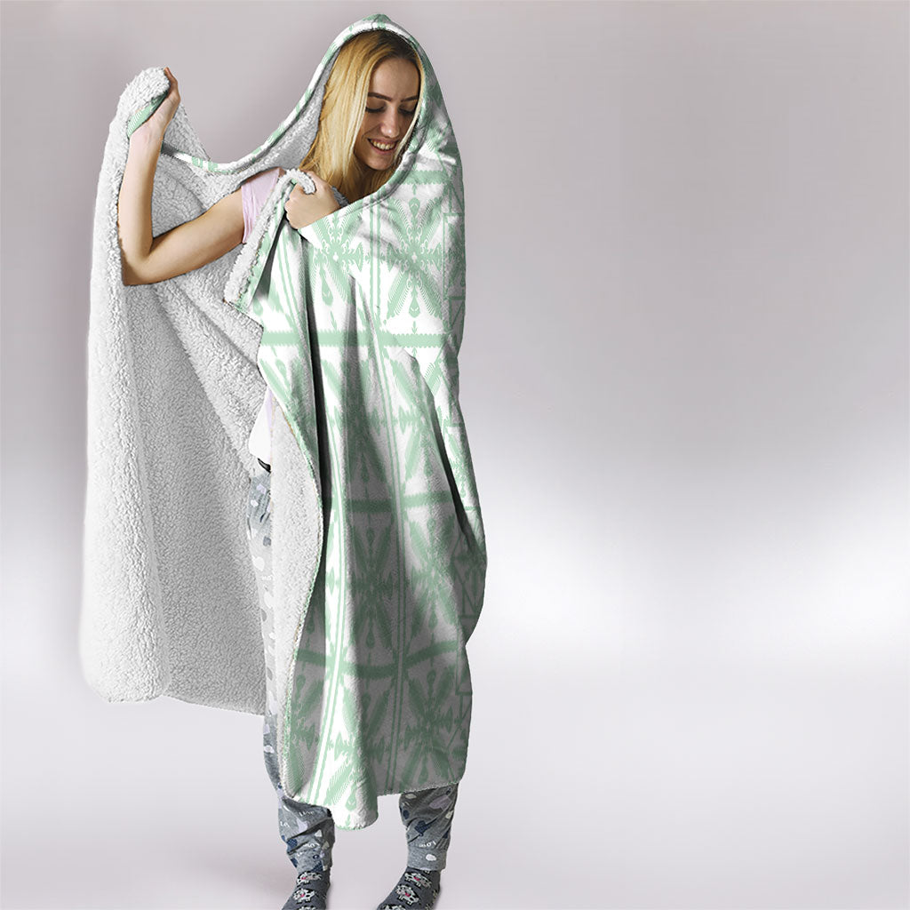 Pastel Green Kahili Quilt Hawaii Hooded Blanket Tropical Flower Seamless Half Style LT14 - Polynesian Pride